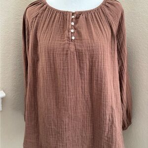 Old Navy Brown Button-Front Peasant Tunic